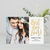 Beste dag ooit FOLIE Foto Hartelijk dank Folie Uitnodiging (Staand Voorkant)