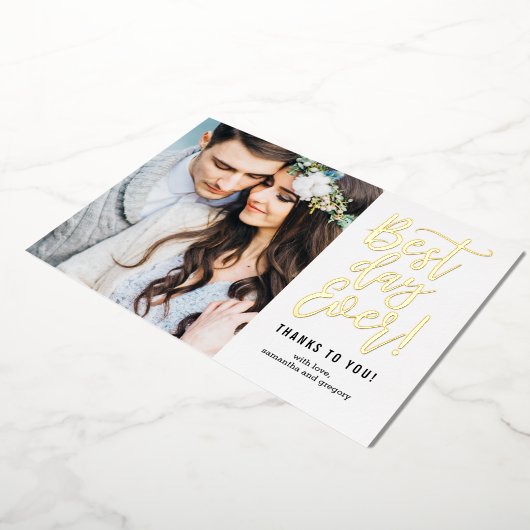 Beste dag ooit FOLIE Foto Hartelijk dank Folie Uitnodiging (Gedraaid)