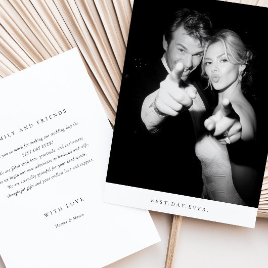 "Beste dag ooit" Foto bruiloft bedankkaart Kaart