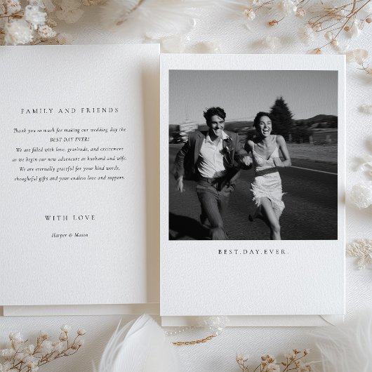 "Beste dag ooit" Foto bruiloft bedankkaart Kaart
