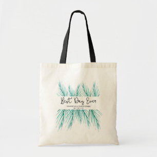 Beste dag ooit gepersonaliseerde strand bruiloft tote bag