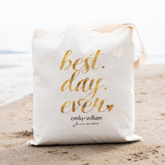 Beste dag ooit| Glanzend gouden huwelijkscadeau te Tote Bag