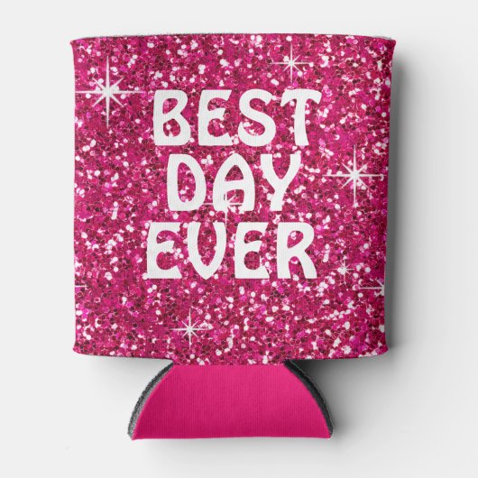 BESTE DAG OOIT | Glitter fuchsia Blikjeskoeler (Voorkant)