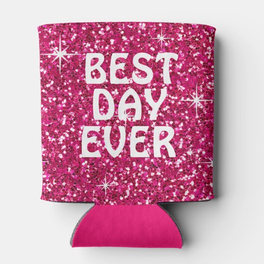 BESTE DAG OOIT | Glitter fuchsia Blikjeskoeler (Achterkant)