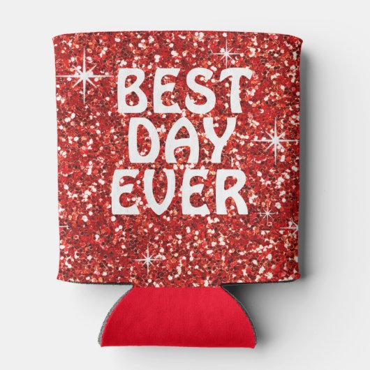 BESTE DAG OOIT | Glitter rood Blikjeskoeler (Achterkant)