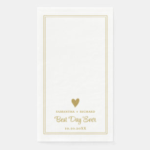 Beste dag ooit Gold Heart Wedding gepersonaliseerd Servet