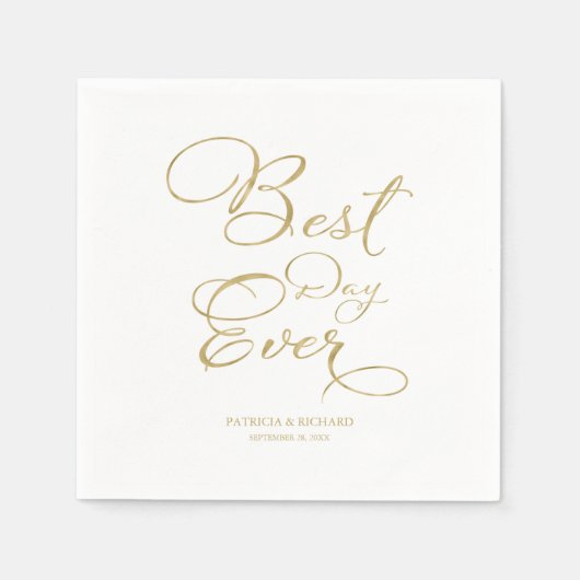 Beste Dag Ooit Goud Faux Folie Script Bruiloft Servet (Voorkant)