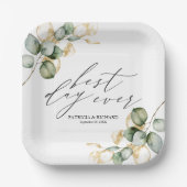 Beste Dag ooit Goud Groen Bruiloft Papieren Bordje (Voorkant)