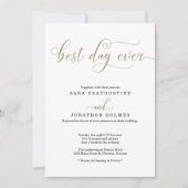 "Beste dag ooit" Gouden glitter bruiloft uitnodigi Kaart (Voorkant)
