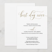 "Beste dag ooit" Gouden glitter bruiloft uitnodigi Kaart (Voorkant / Achterkant)