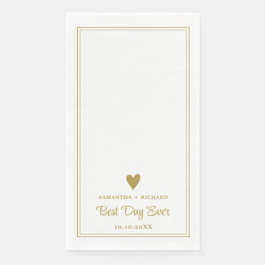 Beste dag ooit Gouden Hart Trouw Persoonlijk  Servet (Voorkant)