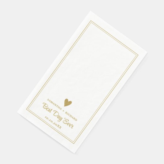 Beste dag ooit Gouden Hart Trouw Persoonlijk  Servet (Hoek)