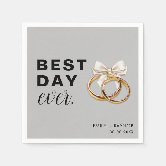 Beste dag ooit grijze bruiloft servetten (Voorkant)