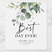 Beste dag ooit groen bedankt wijn etiket (Enkel label)