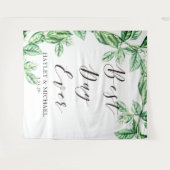 Beste dag ooit groen Huwelijk Foto Achtergrond Wandkleed (Voorkant (horizontaal))