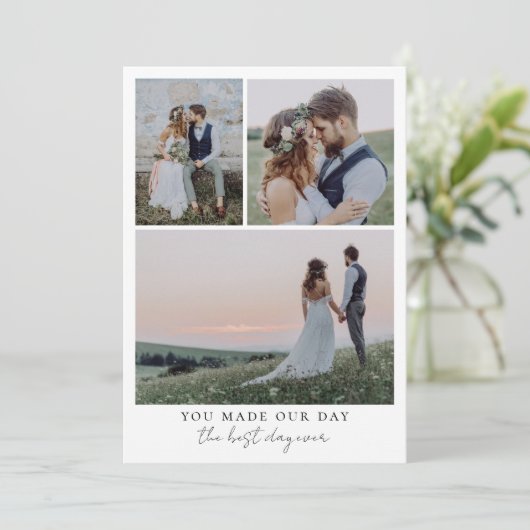 Beste dag ooit hart bruiloft foto bedankkaart (Staand voorkant)