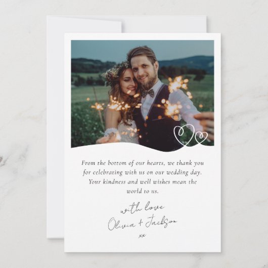 Beste dag ooit hart bruiloft foto bedankkaart (Achterkant)