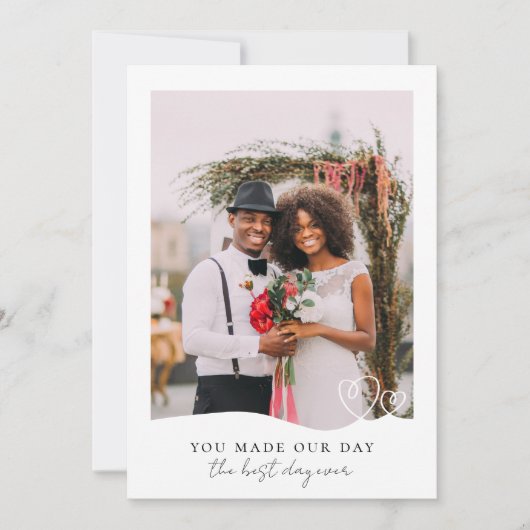 Beste Dag Ooit Hart Fotobruiloft Bedankkaart (Voorkant)