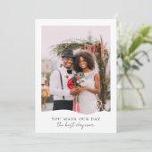 Beste Dag Ooit Hart Fotobruiloft Bedankkaart (Staand voorkant)