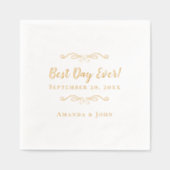 Beste Dag Ooit Huwelijk Elegant Echt Goud Folie Servetten (Voorkant)