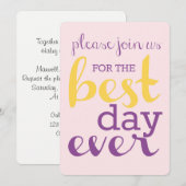 Beste Dag Ooit Huwelijksuitnodiging - Plumeria / G Kaart (Voorkant / Achterkant)