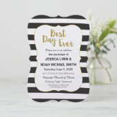 Beste dag ooit in zwart-wit Stripe Gold Kaart (Staand voorkant)