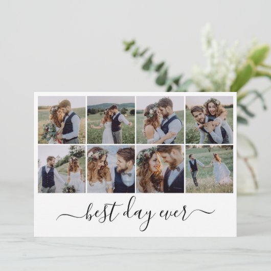 Beste Dag Ooit Kalligrafie Trouwfoto's Bedankkaart (Staand voorkant)
