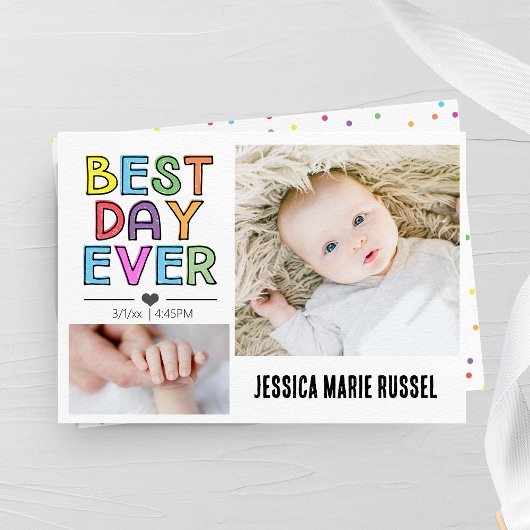 Beste Dag ooit Kleurrijke Geboorte Aankondiging Ka