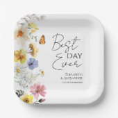 Beste dag ooit | Kleurrijke Wildflower Boho bruilo Papieren Bordje (Voorkant)