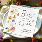 Beste dag ooit | Kleurrijke Wildflower Boho bruilo Servet