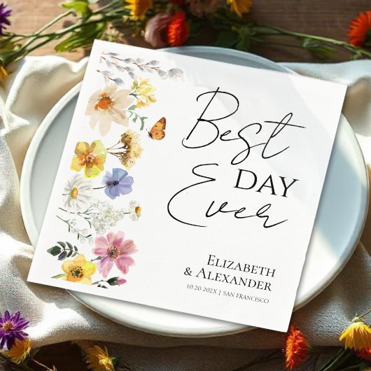 Beste dag ooit | Kleurrijke Wildflower Boho bruilo Servet