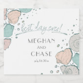 Beste dag ooit koraal en Blauwgroen schelpen Sparkling Wijnetiket (Enkel label)