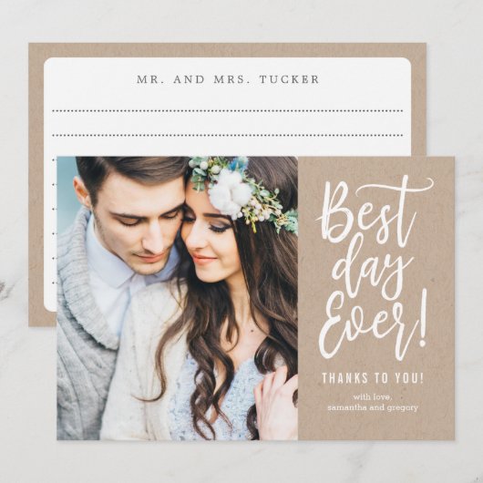 Beste dag ooit Kraft Dank je wel Kaart Notitiekaartje (Voorkant / Achterkant)