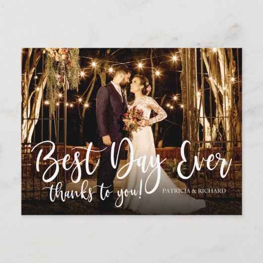 Beste dag ooit legant foto bruiloft Hartelijk dank Briefkaart (Voorkant)