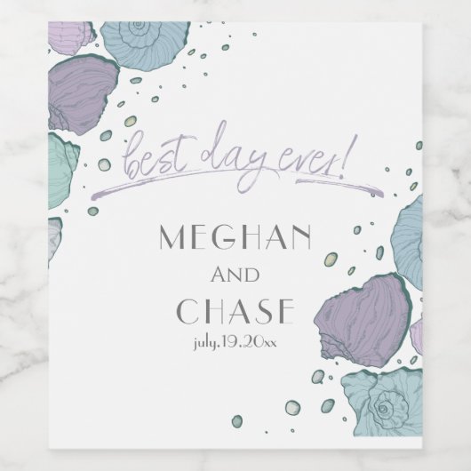 Beste dag ooit Lila mosterdblauw Wijn Etiket (Enkel label)