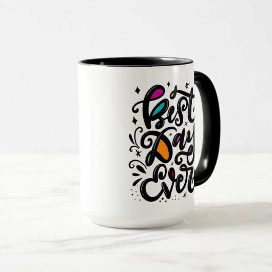 Beste dag ooit, met de hand geschreven mok (Voorkant rechts)