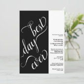 Beste dag ooit Minimale 2 Pane Black Wedding Kaart (Staand voorkant)