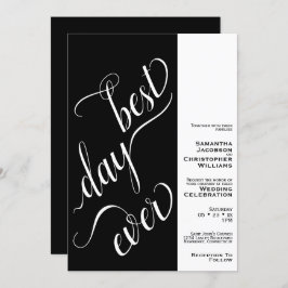 Beste dag ooit Minimale 2 Pane Black Wedding Kaart