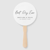 Beste dag ooit | Minimale dag van het witte huweli Handwaaier (Voorkant)