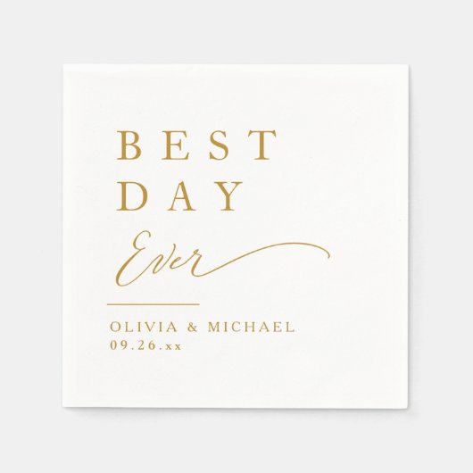 Beste dag ooit | Minimale dag van het witte huweli Servet (Voorkant)