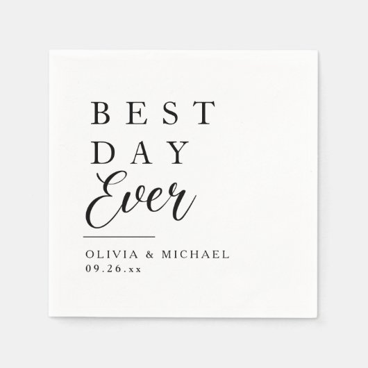 Beste dag ooit | Minimale dag van het witte huweli Servet (Voorkant)