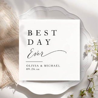 Beste dag ooit | Minimale dag van het witte huweli Servet