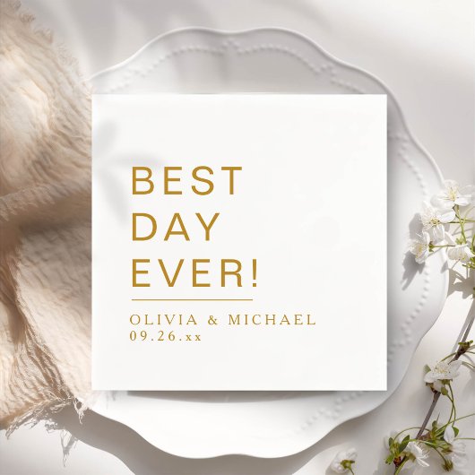 Beste dag ooit | Minimale dag van het witte huweli Servet