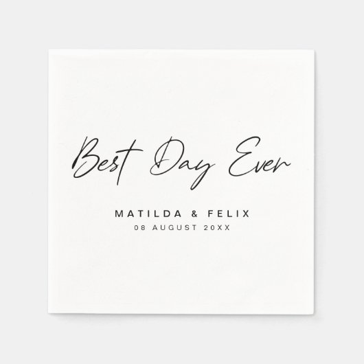 Beste dag ooit | Minimale dag van het witte huweli Servet (Voorkant)