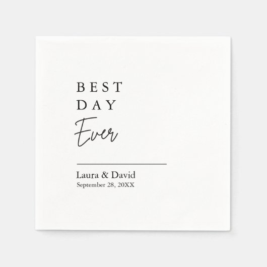 Beste dag ooit | Minimale dag van het witte huweli Servet (Voorkant)