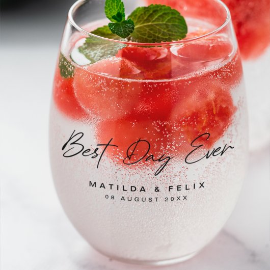 Beste dag ooit minimalistische eenvoudige dag van  wijnglas zonder voet