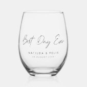 Beste dag ooit minimalistische eenvoudige dag van  wijnglas zonder voet (Voorkant)