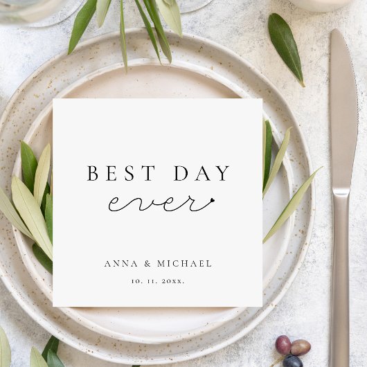 Beste dag ooit minimalistische elegante script bru servet