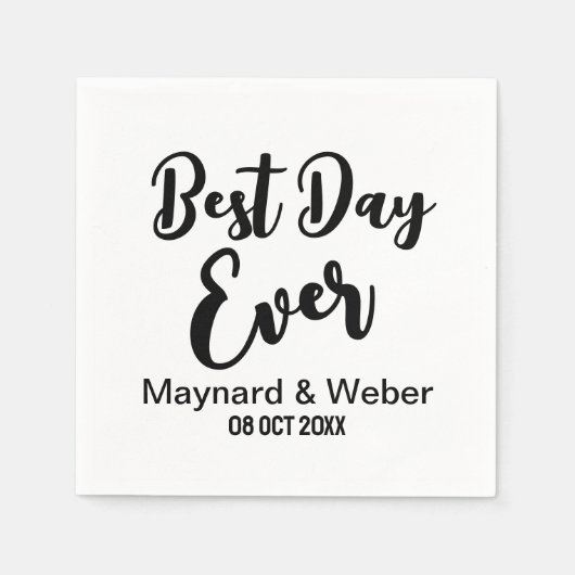 Beste dag ooit | Minimalistische witte trouwdag Na Servet (Voorkant)