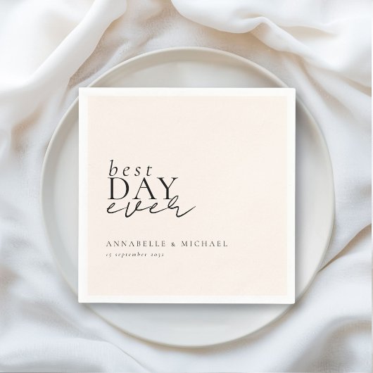BESTE DAG OOIT! Modern, minimaal, beige, bruiloft Servet